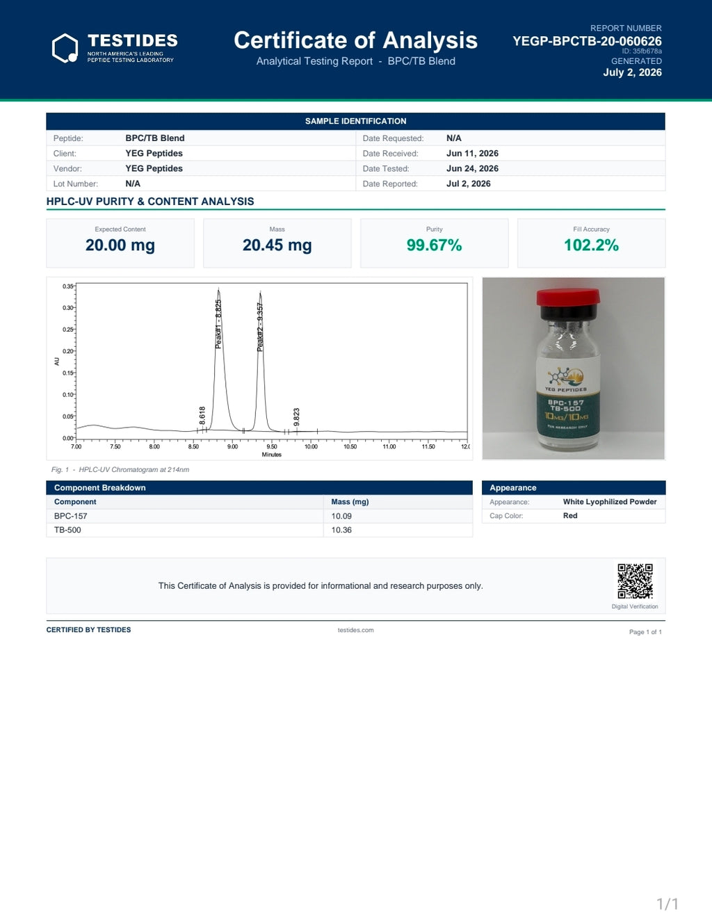 BPC-157 + TB-500 10 mg/10 mg